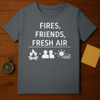 FIRES FRIENDS FRESH AIR Campfire Themed T-shirt