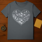 Adventure Awaits Scenic Mountains Heart Design Shirt