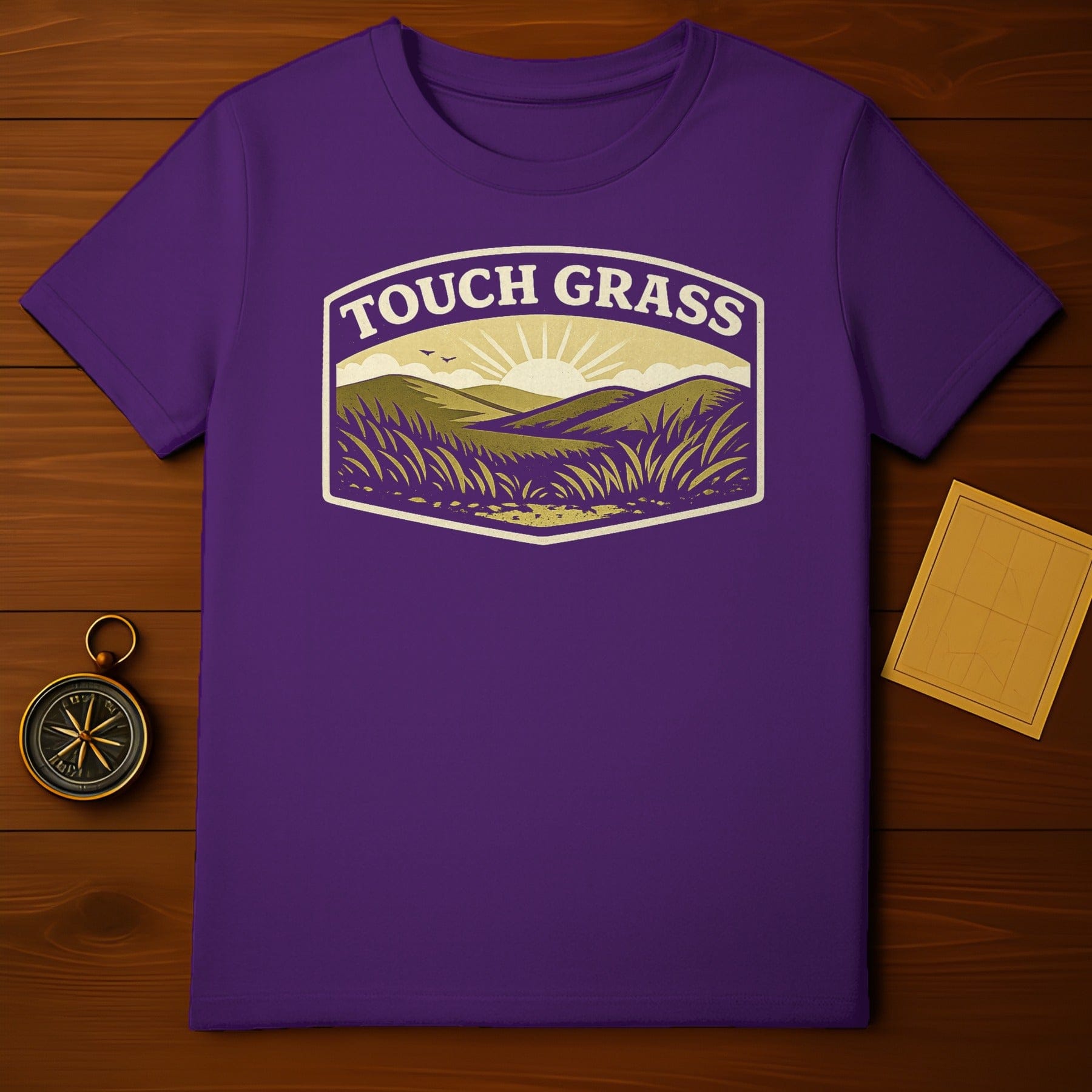 Touch Grass Nature Scene Purple T-Shirt