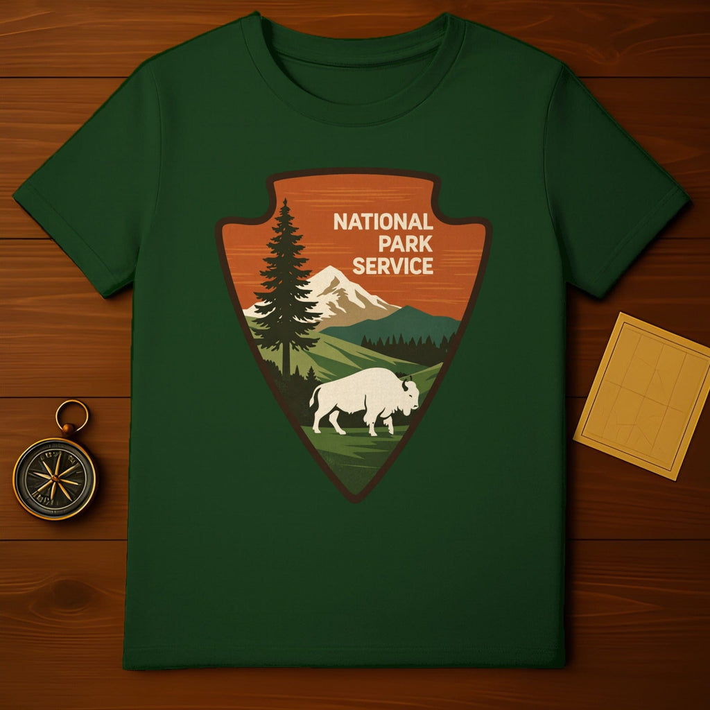 NATIONAL PARK SERVICE Bison Mountains Trees Green product type