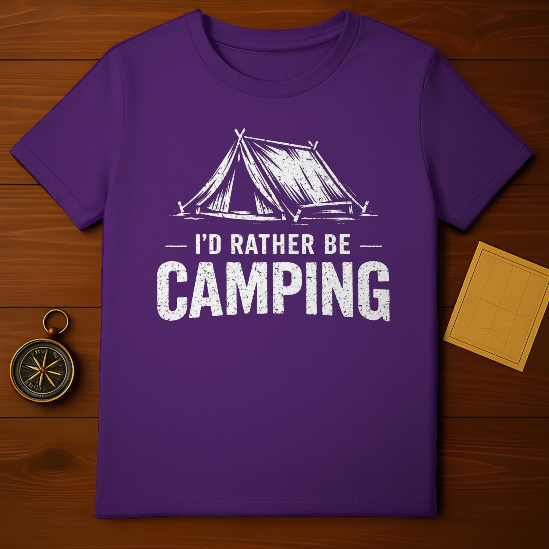 I'd Rather Be Camping Tent Graphic Tee Shirt