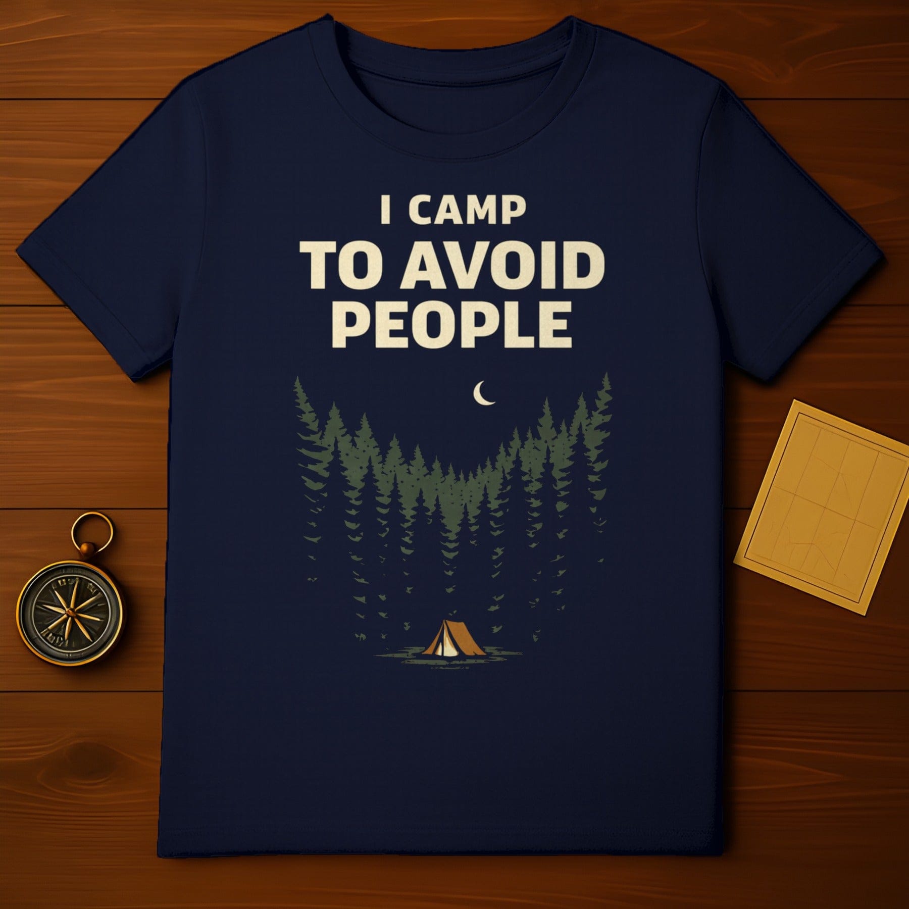 I Camp To Avoid People Moon Forest Camping Shirt