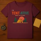 I'M TENT-ATIVE ABOUT MY PLANS Camping Pun T-Shirt product type
Camping
Tentative
Tent
Outdoor
Adventure
Nature
Humor
Funny
Pun
Camp Life
Hiking
Wilderness
Sunset
Trees
Camp Gear
Explorer
Maroon
Graphic Tee
TShirt
Apparel