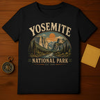 Yosemite National Park est 1890 design on a black t-shirt.