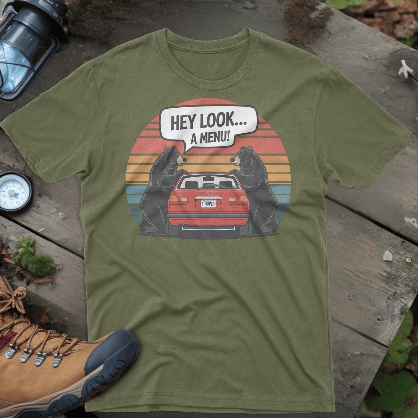Hey Look A Menu Funny Bears Car Design Shirt product