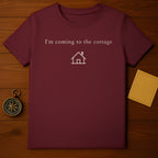 I'm coming to the cottage house icon maroon t-shirt