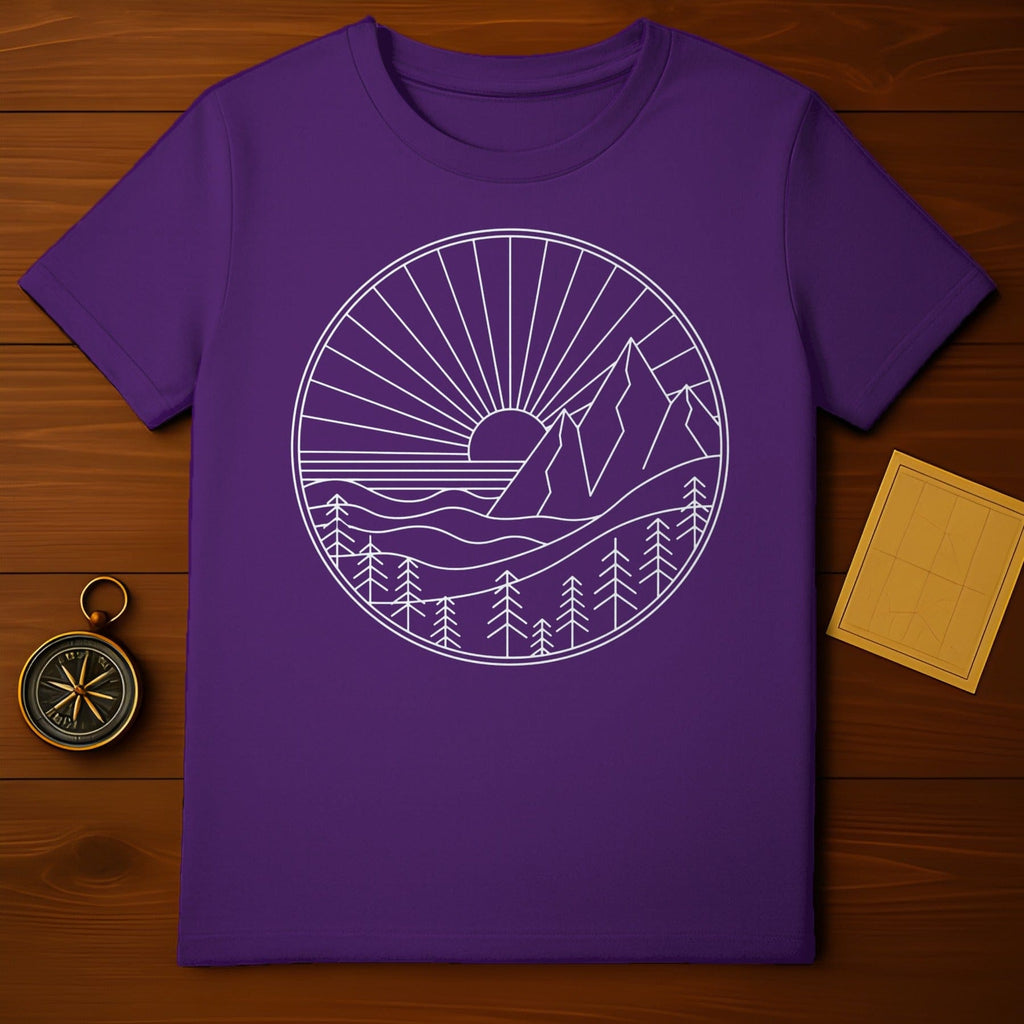 Scenic Mountain and Forest Design Purple Shirt