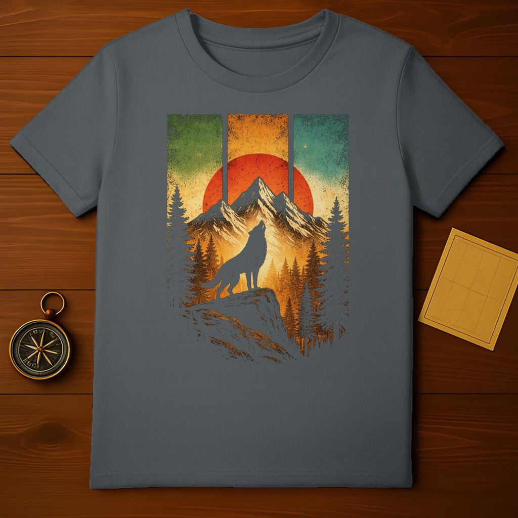 Howling Wolf and Sunset Mountain Graphic T-Shirt