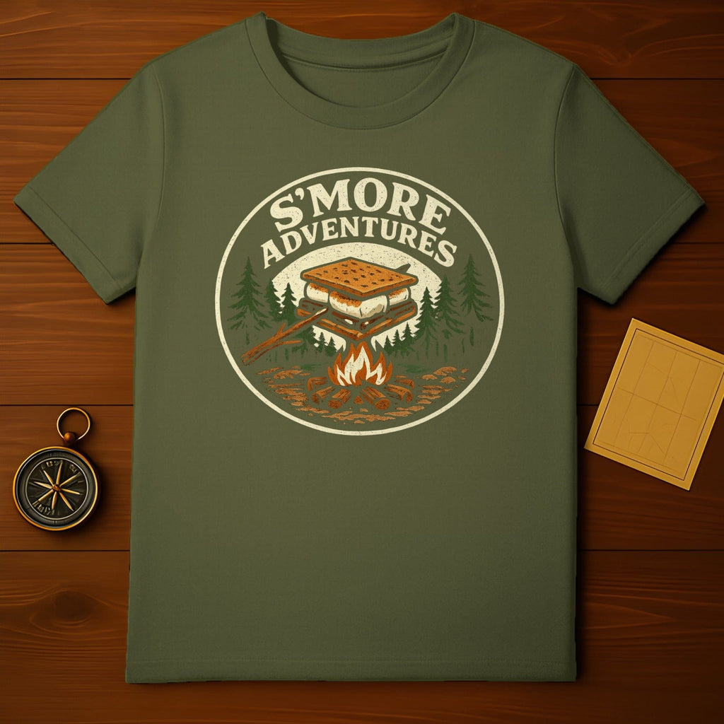 S'More Adventures Graphic Camping Themed T-Shirt