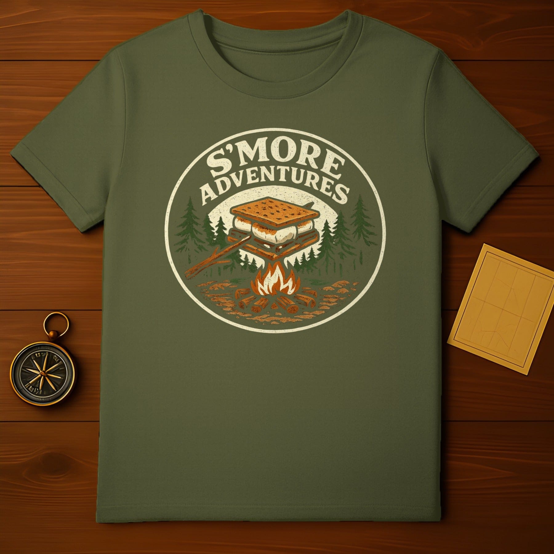 S'More Adventures Graphic Camping Themed T-Shirt