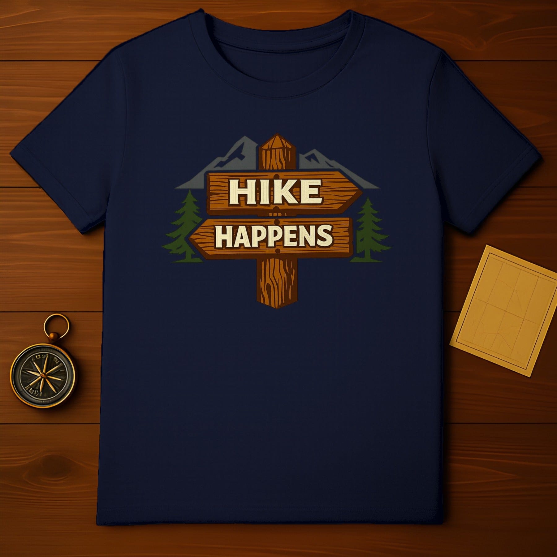 Hike Happens Graphic Tee Funny Outdoor Adventure Shirt