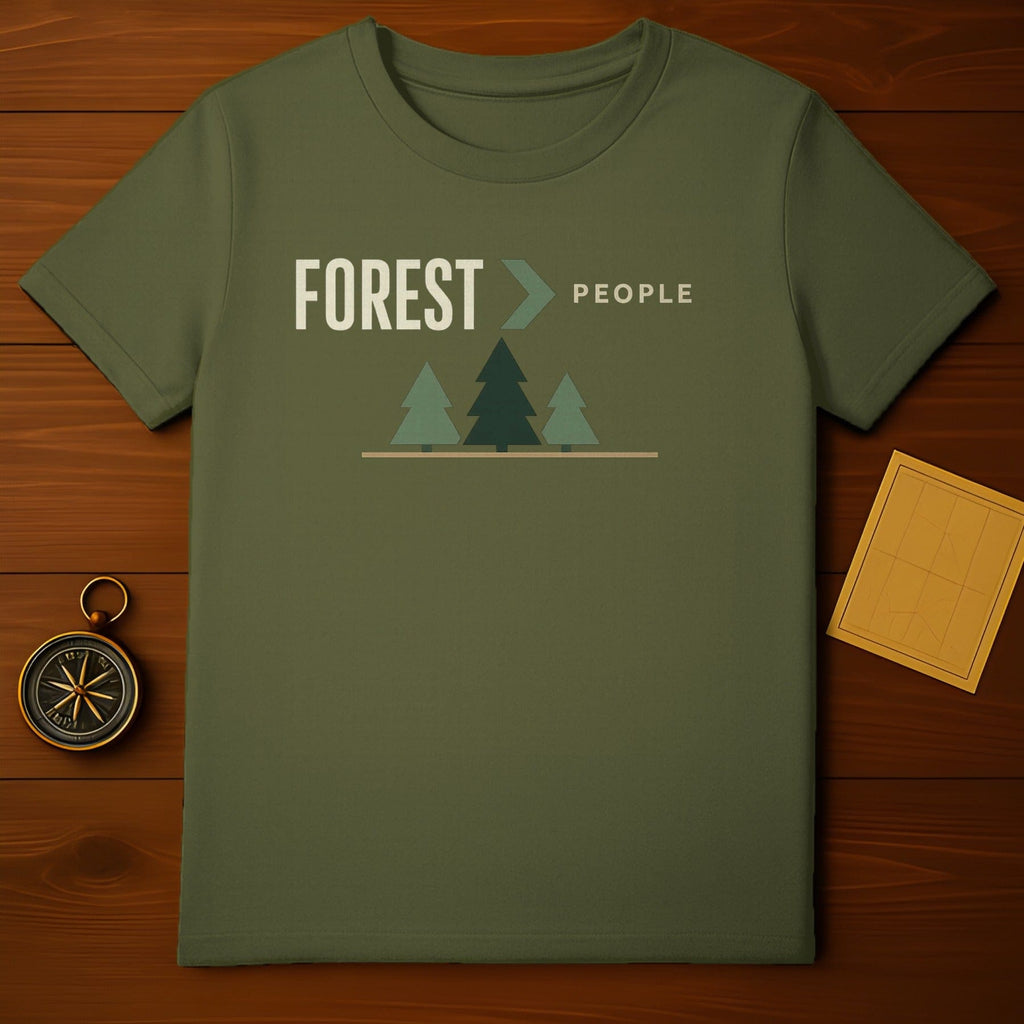 Olive Green FOREST > PEOPLE trees graphic t-shirt product type