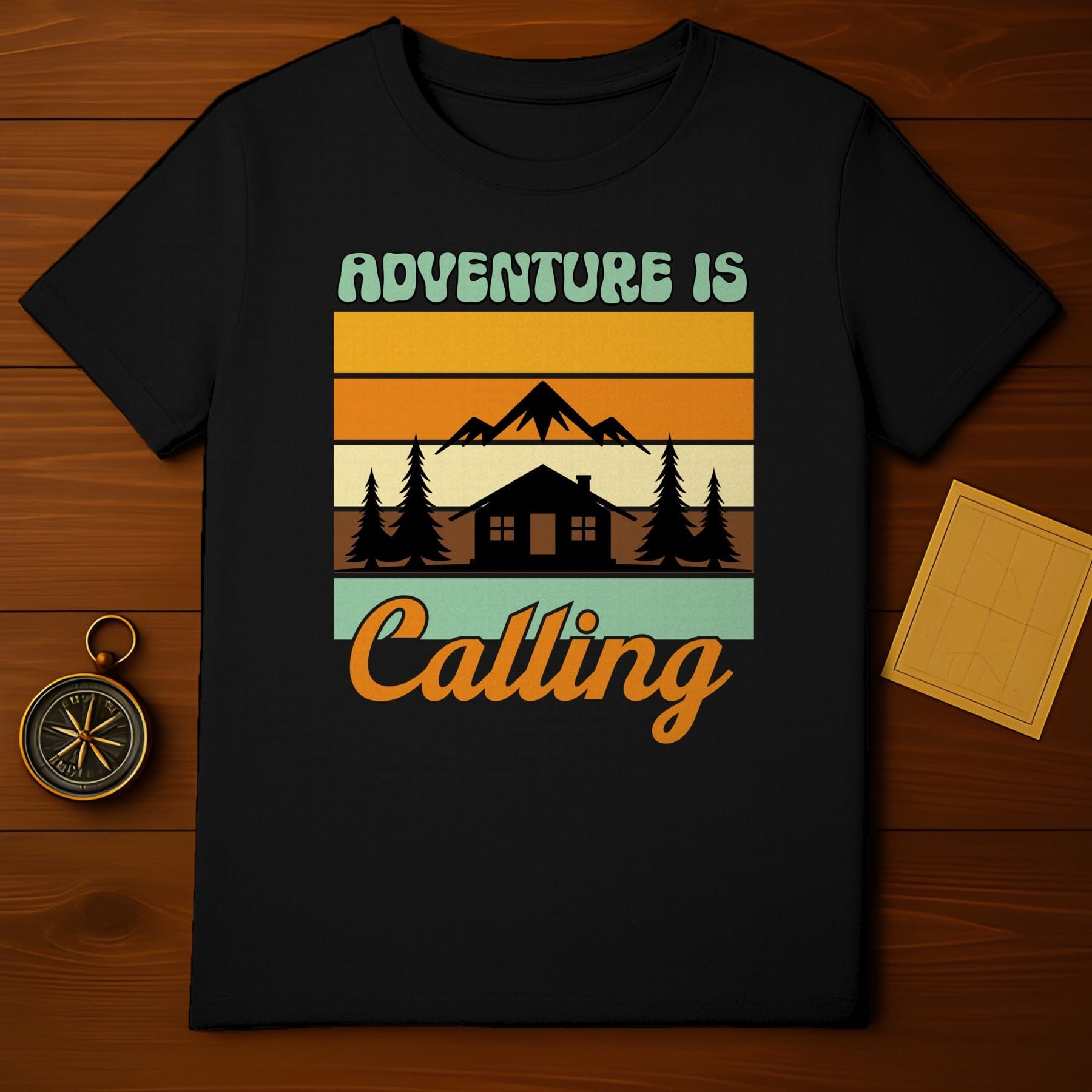 Adventure is Calling Mountain Cabin Graphic T-shirt