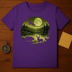 Moonlit Wildlife Scene Graphic Design T-Shirt