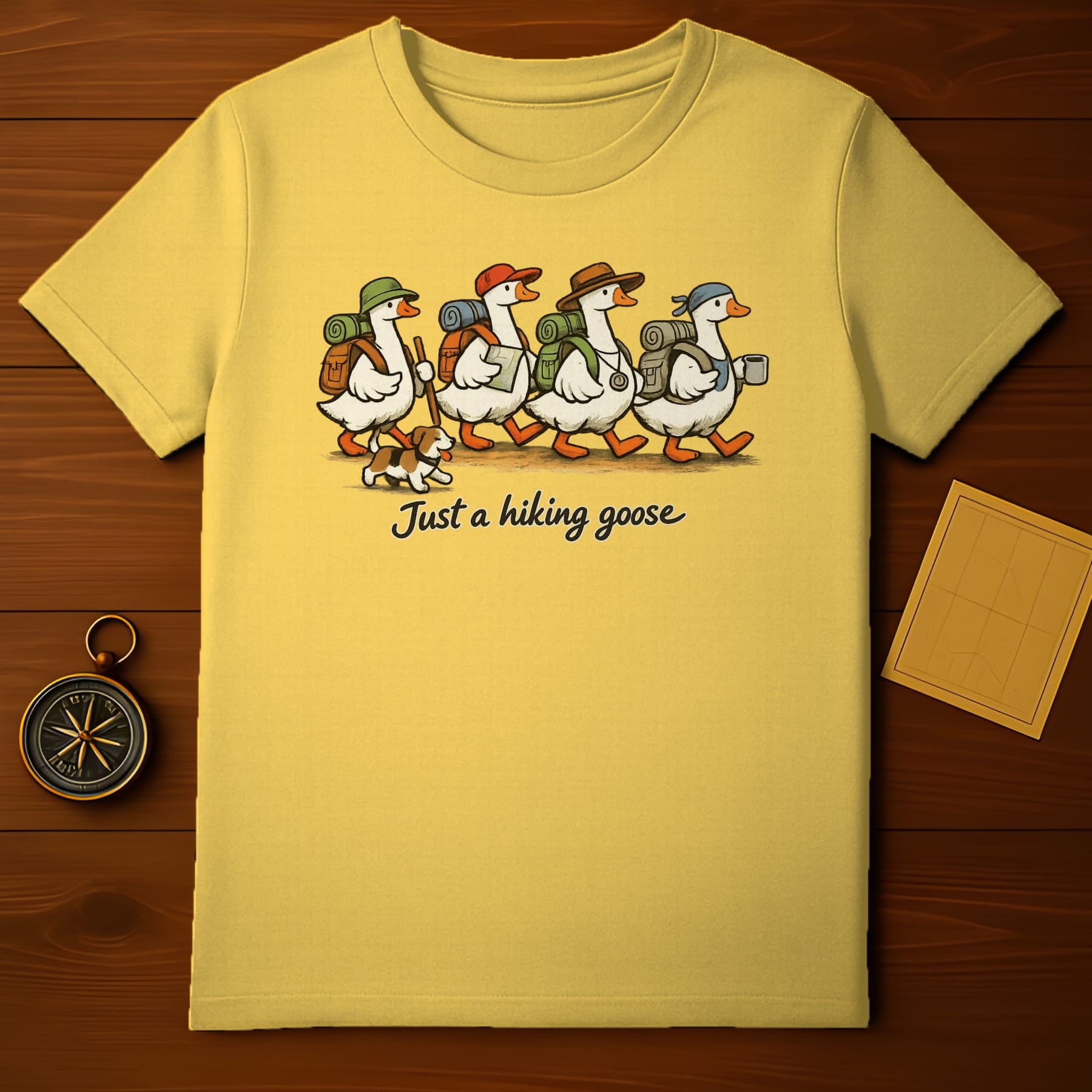 Just a Hiking Goose Graphic T-Shirt for Outdoor Fans