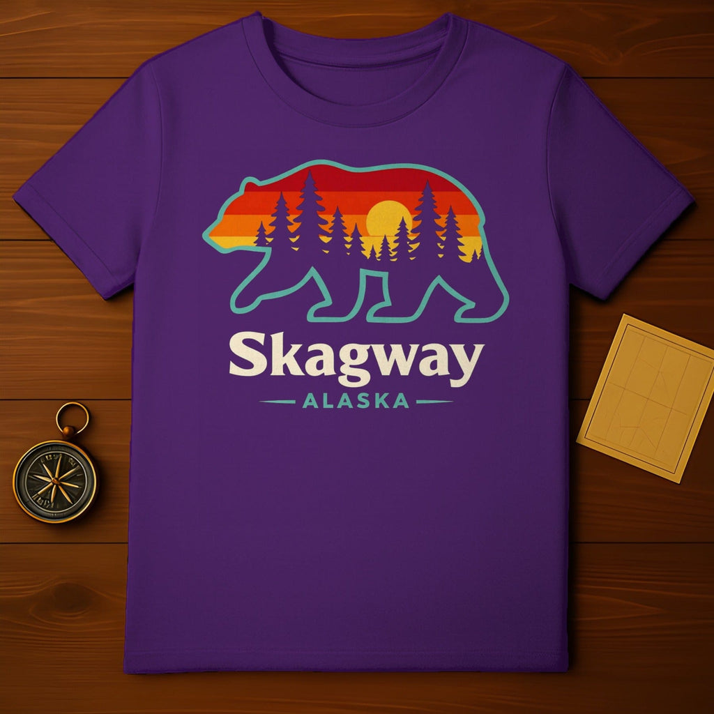 Purple Bear Forest Sunset Skagway ALASKA product type
Skagway, Alaska, Bear, Sunset, Forest, Trees, Purple, Nature, Wildlife, Adventure, Travel, Graphic, Animal, Retro, Landscape, Outdoor, Vacation, Tourist, Mountain, Skagway Alaska