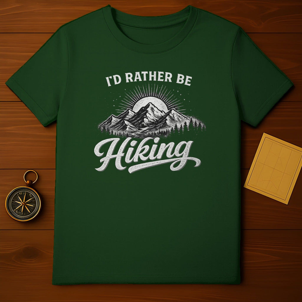 I'd Rather Be Hiking Mountain Graphic Tee Shirt