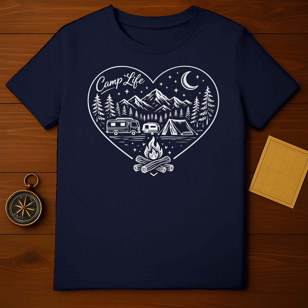 Camp Life Heart Design Camping Scene T-shirt