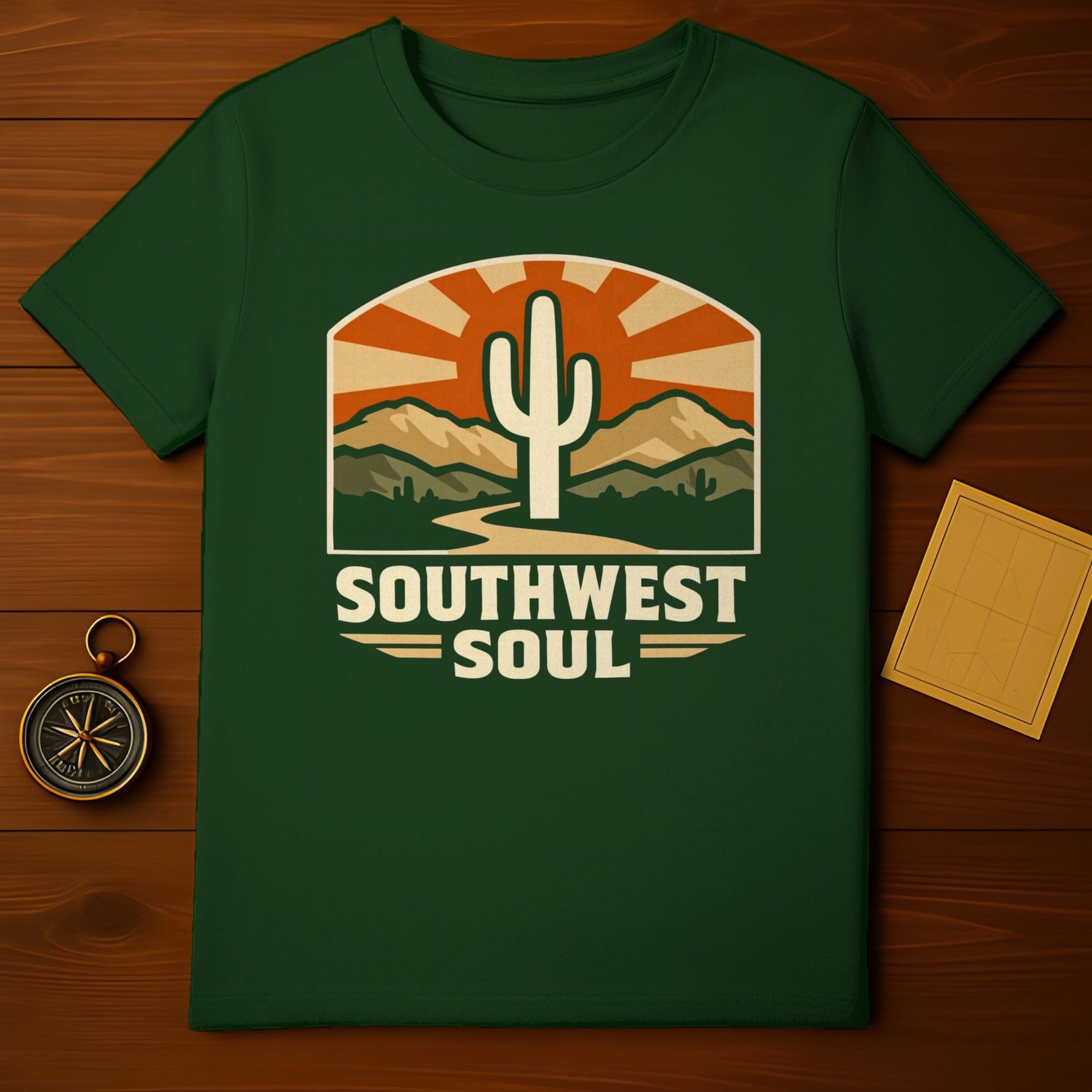 SOUTHWEST SOUL Cactus Desert Green Mountains Sunburst product type